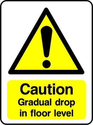 Caution Gradual drop in floor level