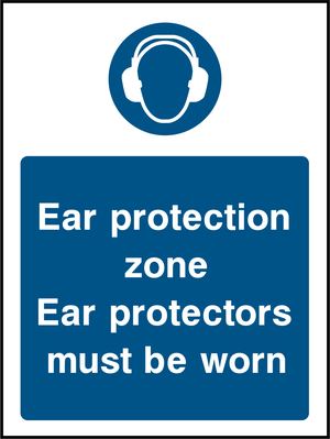Ear protection zone Ear protectors must be worn